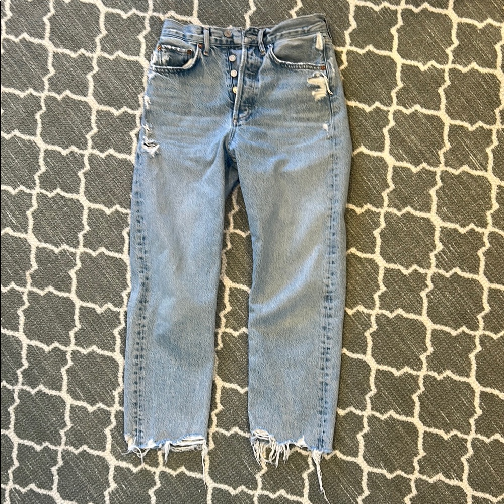 Agolde 90s Crop Women's Blue Distressed Jeans